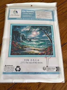 Sea & Moon Joy Sunday Cross Stitch Kit 11 CT Aida Pre-Printed